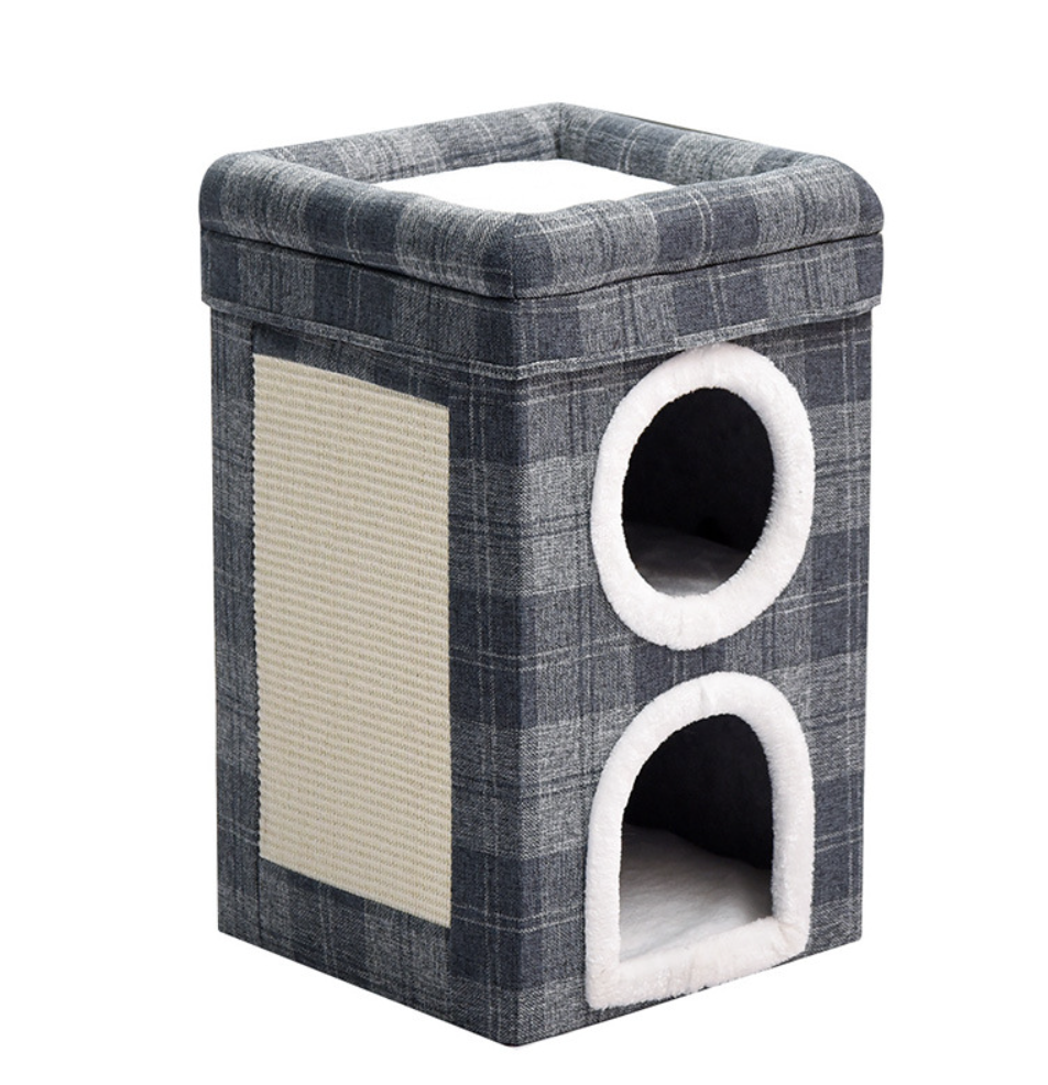 Chenpet Durable Cat Trees Pet House Fordable Cat Double Layers