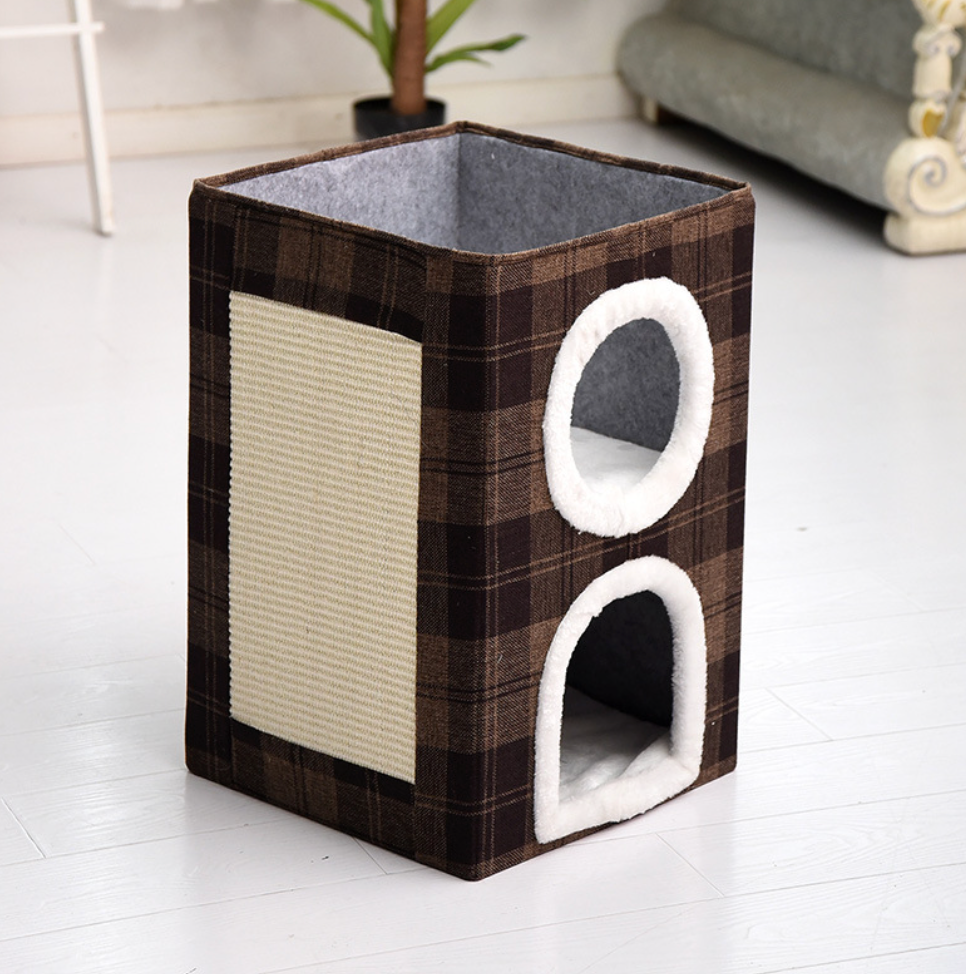 Chenpet Durable Cat Trees Pet House Fordable Cat Double Layers