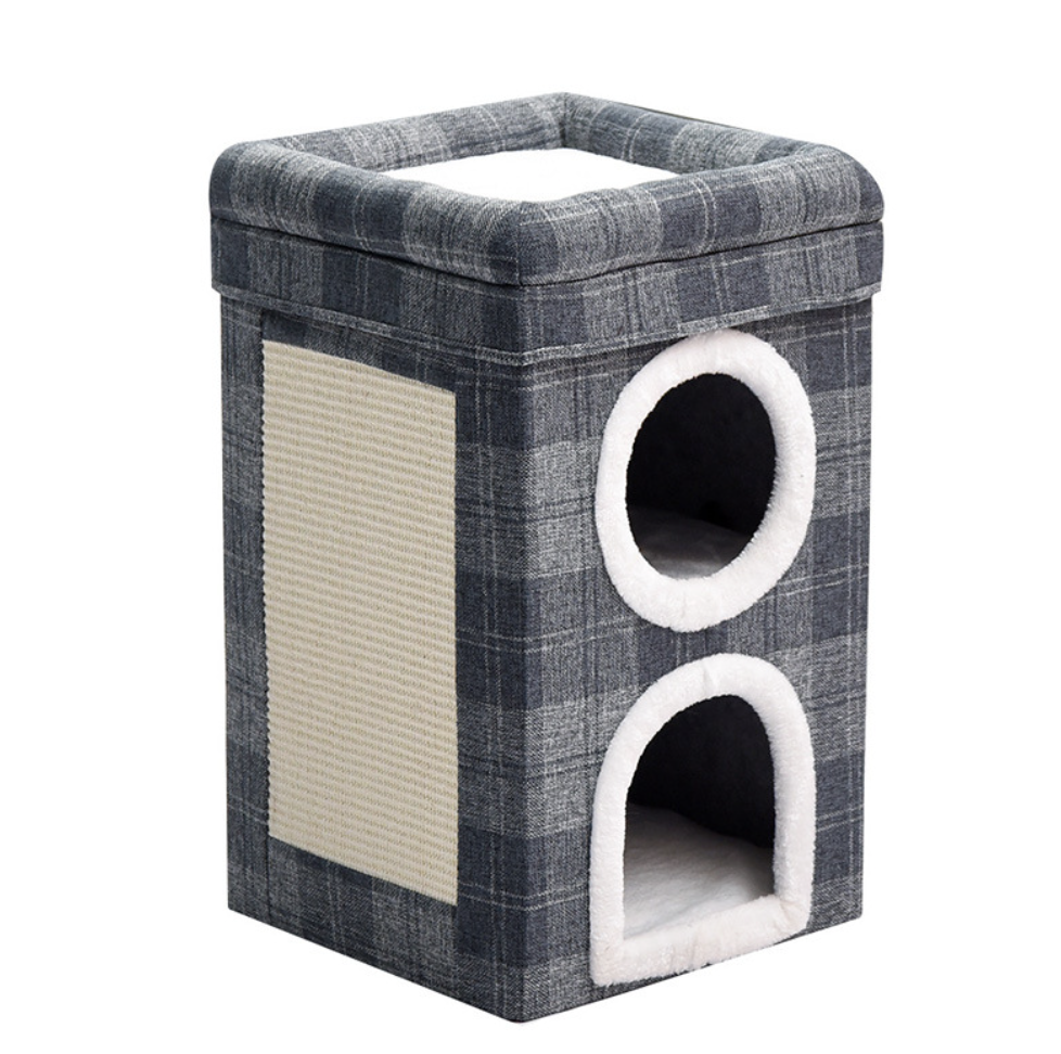 Chenpet Durable Cat Trees Pet House Fordable Cat Double Layers