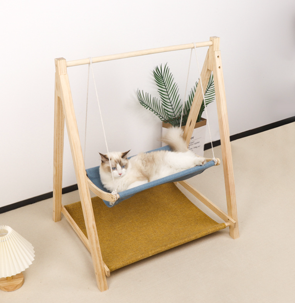 Chenpet Wholesale Solid Wood Cat Handmade  Hammock Cat Beds