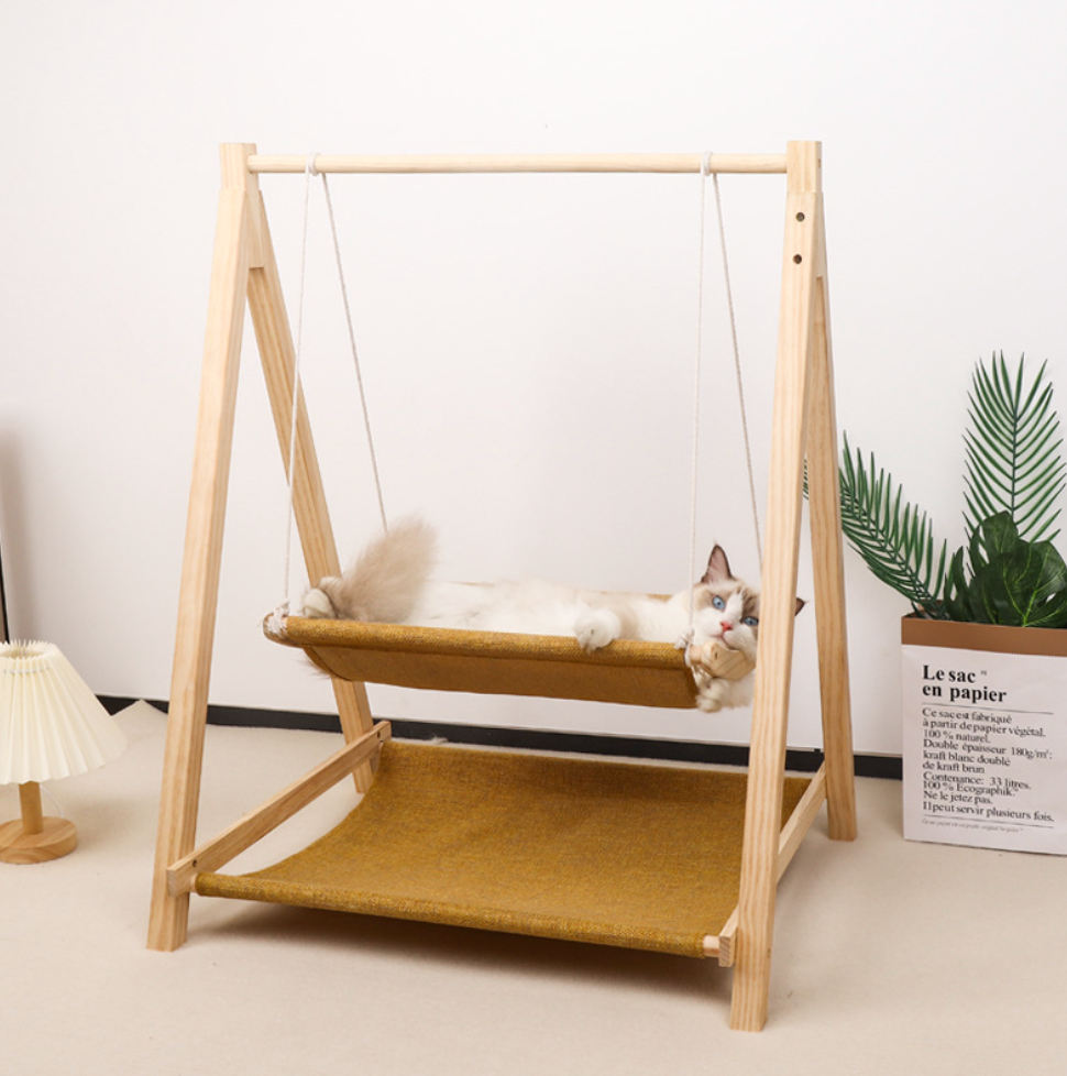 Chenpet Wholesale Solid Wood Cat Handmade  Hammock Cat Beds