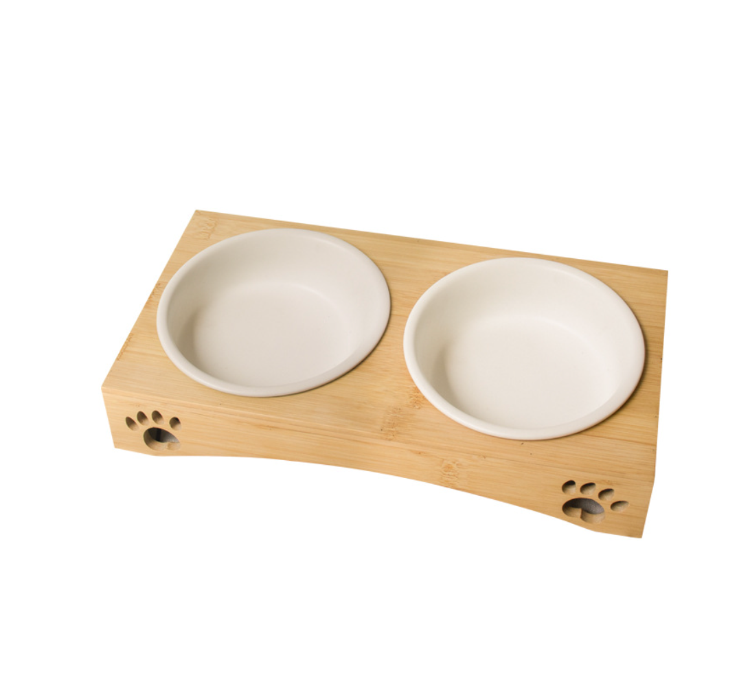 Chenpet High Quality Bamboo Ceramics Pet Bowls Cat Bowls Dog Bowls