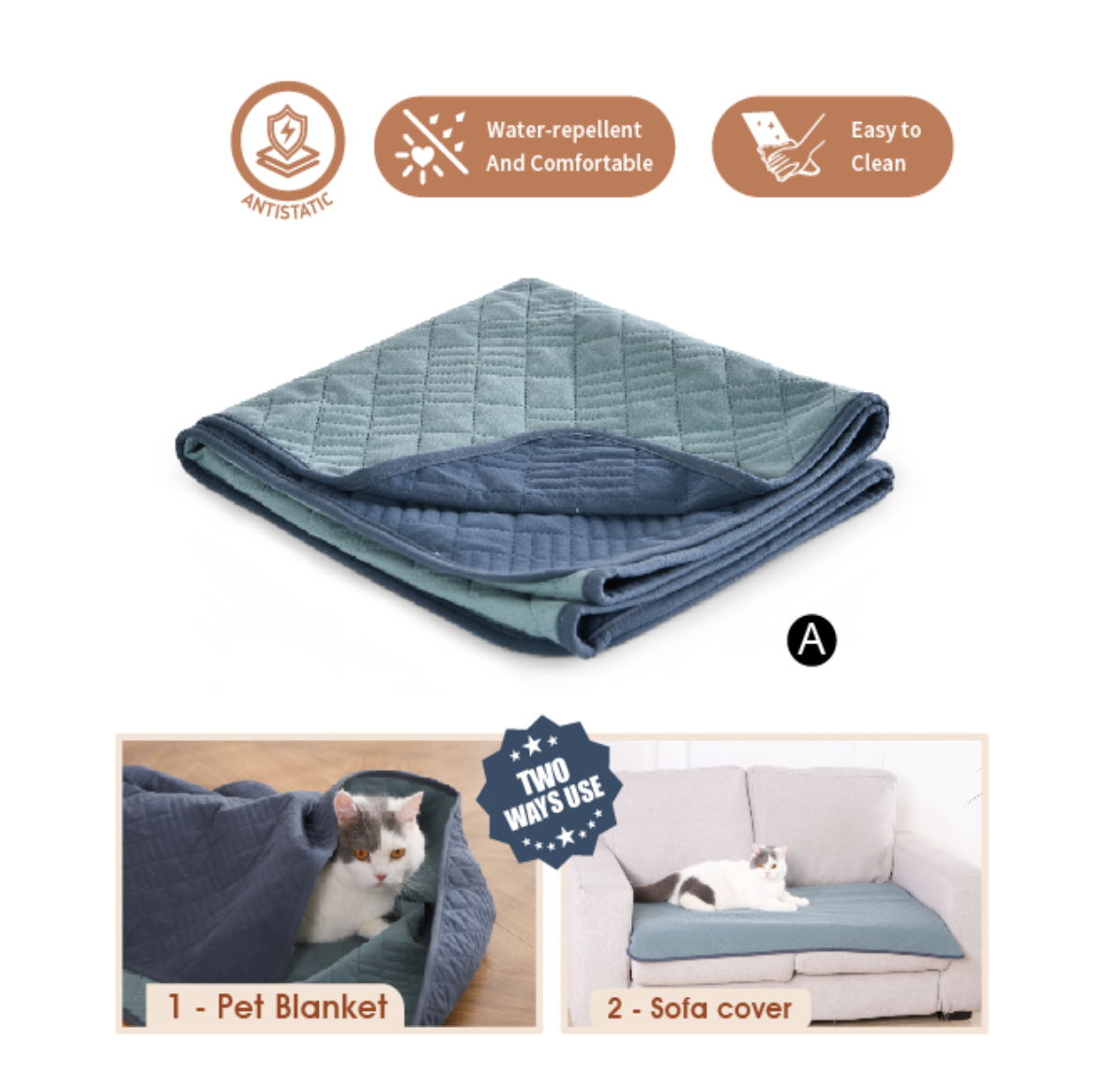 Chenpet High Quality Water-repellent Couch Protection Cover Soft Reversible Pet Blanket