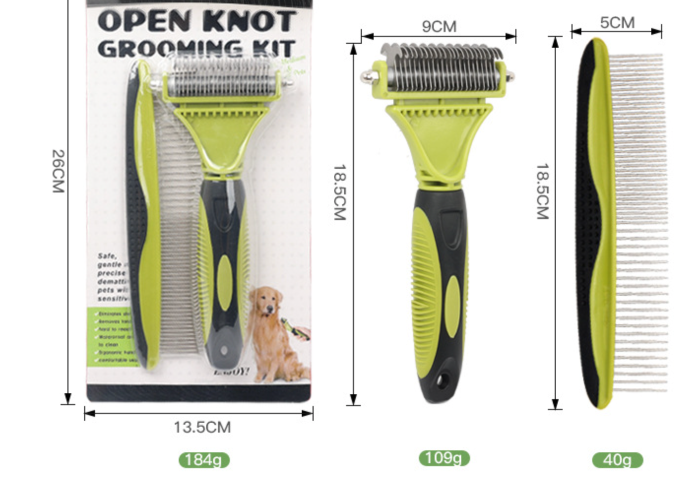 Chenpet Pet Combs Cat De-Fluffing Grooming Combs Dog Shedding Knives Knots Combs