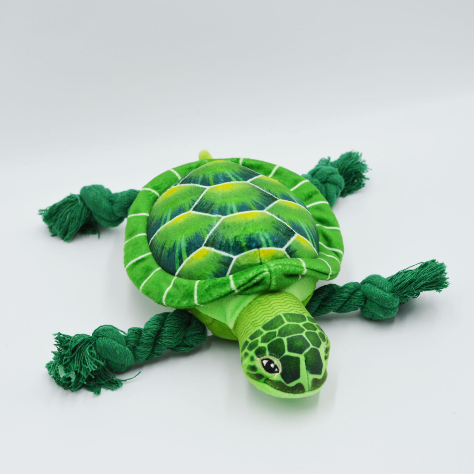 Chenpet Turtle Plush Pet Toys Bite Resistant Teething Sounding Squeaky Cotton Rope Dog Toys