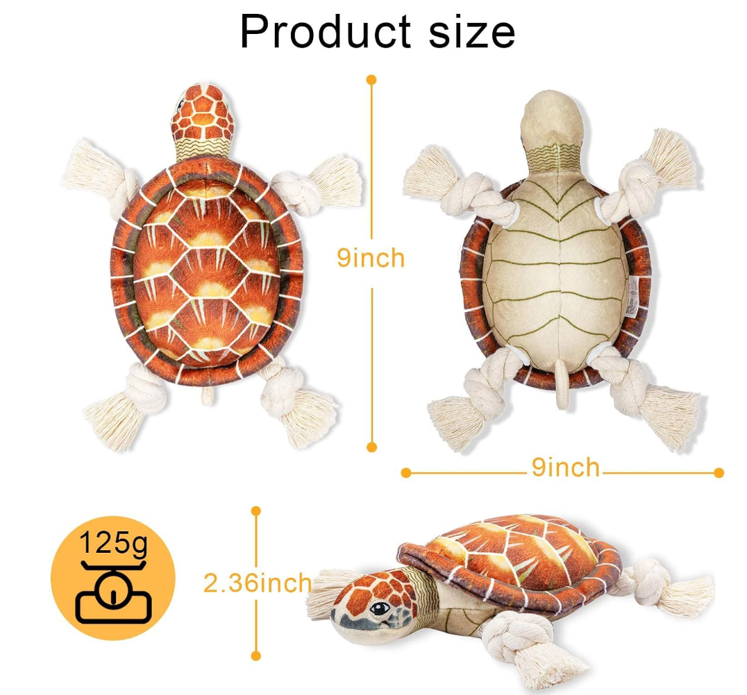 Chenpet Turtle Plush Pet Toys Bite Resistant Teething Sounding Squeaky Cotton Rope Dog Toys