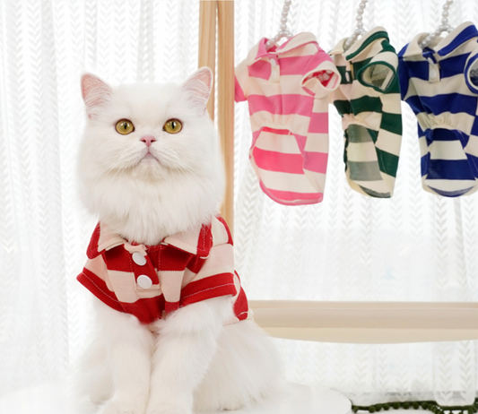 Chenpet New Summer Striped Pet Clothes Dog Cat Apparels