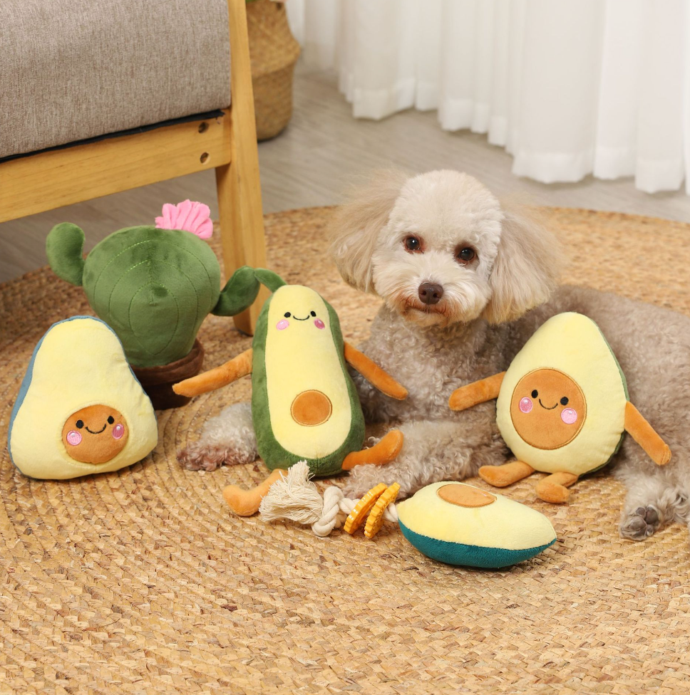 Chenpet Hot Selling Avocado Plush Dog Chews Toys