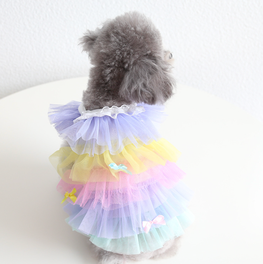 Chenpet High Quality Pet Dresses Dog Gradient Color Mesh Cake Dress