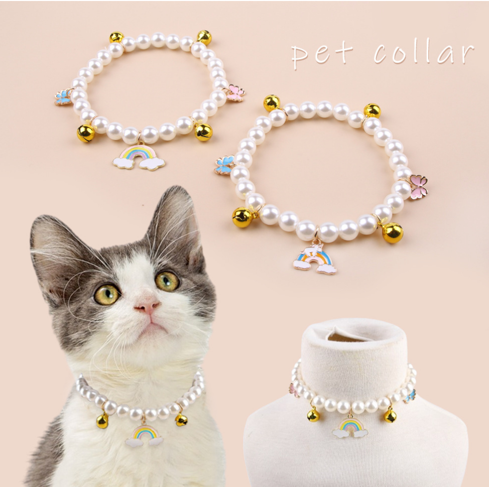 Chenpet Eco-friendly Cat Pet Faux Pearl Necklace Cat Collars