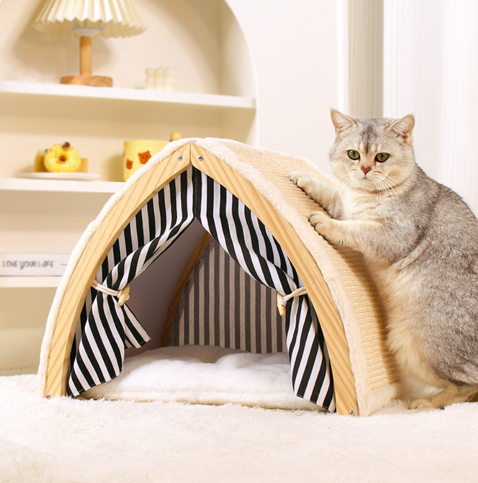 Chenpet Wholesale Hot Selling Foldable Slide Cat Tent Wooden House