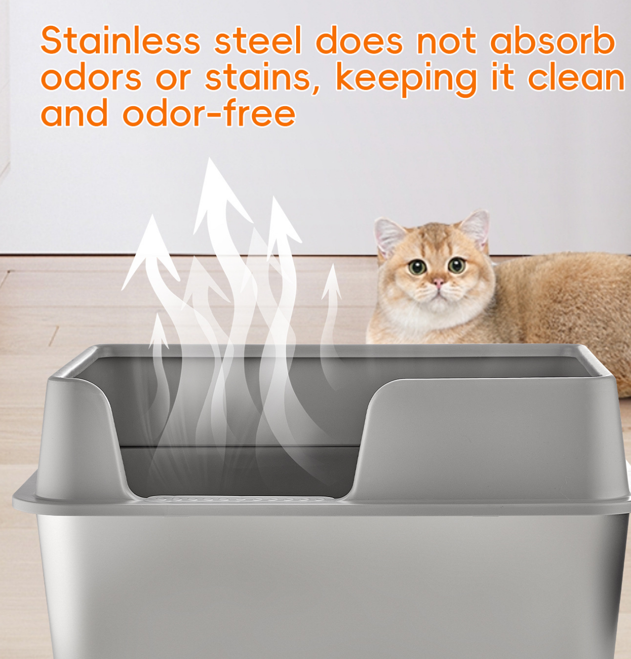 Chenpet Durable Stainess Steels Large Cat Litter Box