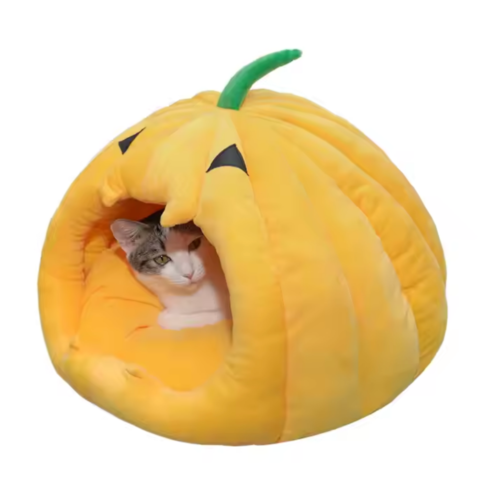 Chenpet Wholesale Custom Halloween Pumpkin Pet Plush Beds