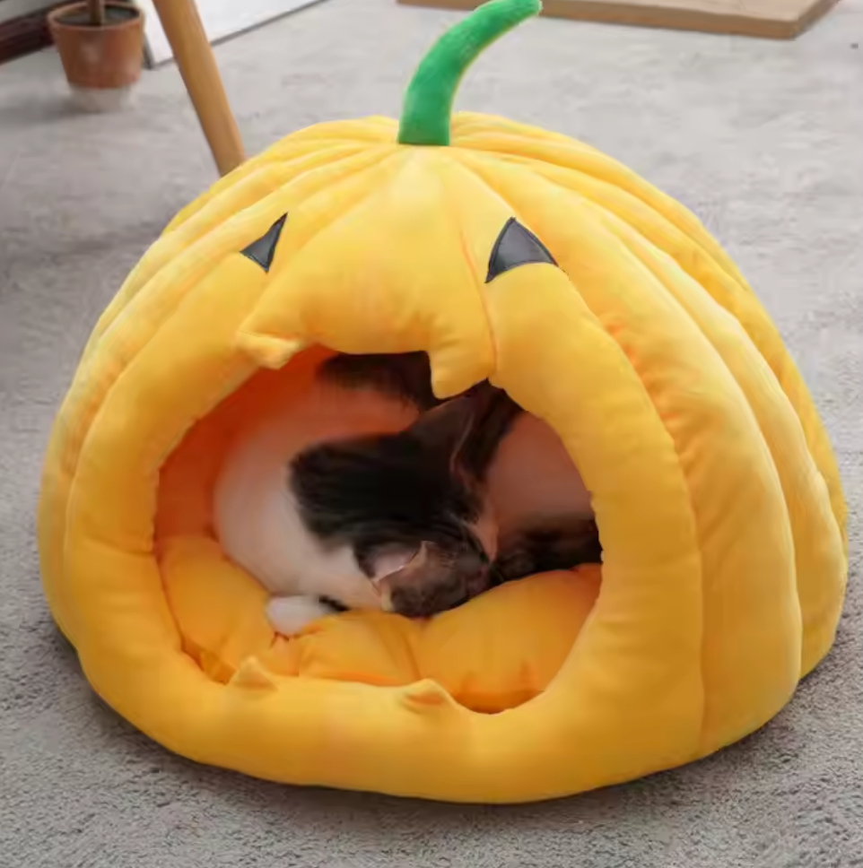 Chenpet Wholesale Custom Halloween Pumpkin Pet Plush Beds