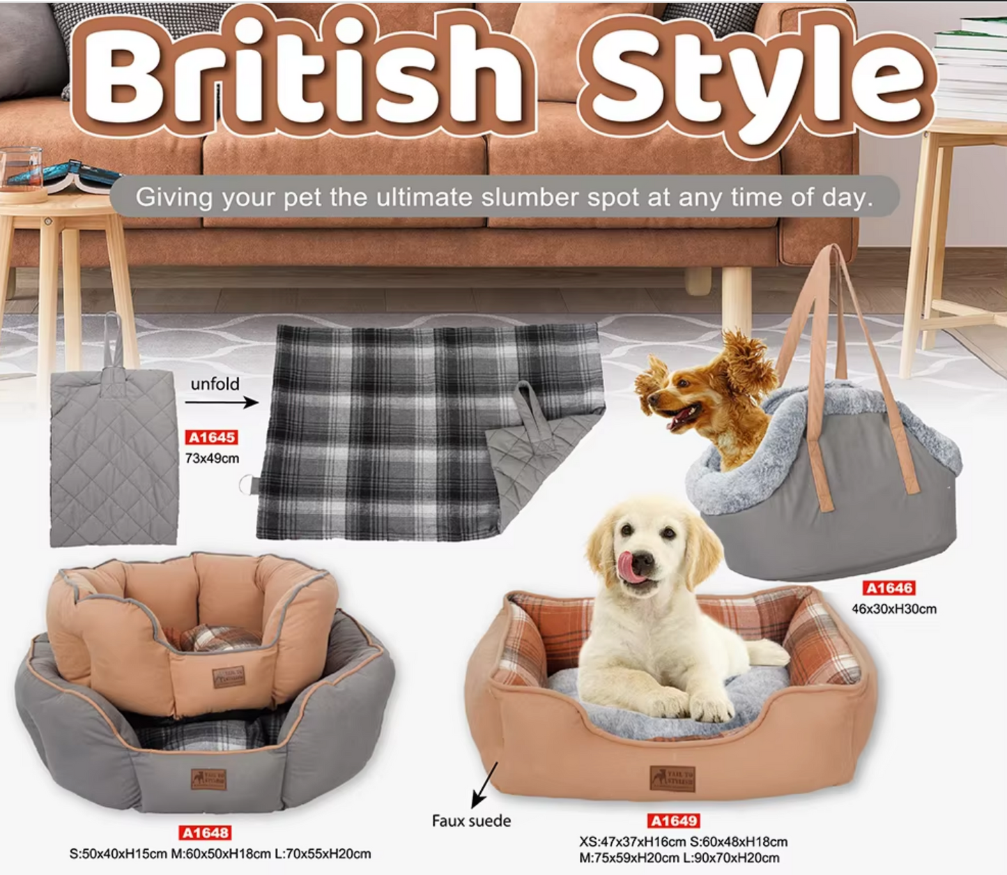 Chenpet Custom New Design British Style Pet Cozy Dog Beds