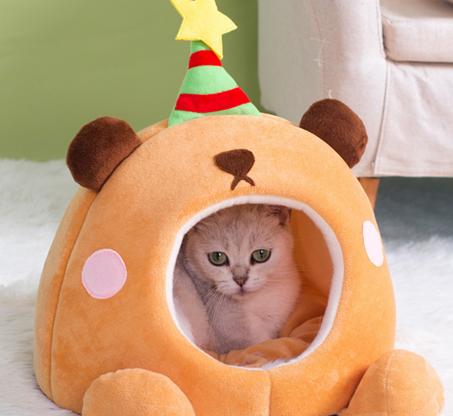 Chenpet Wholesale New Design Lovely Pet Plush Beds Cat Caver