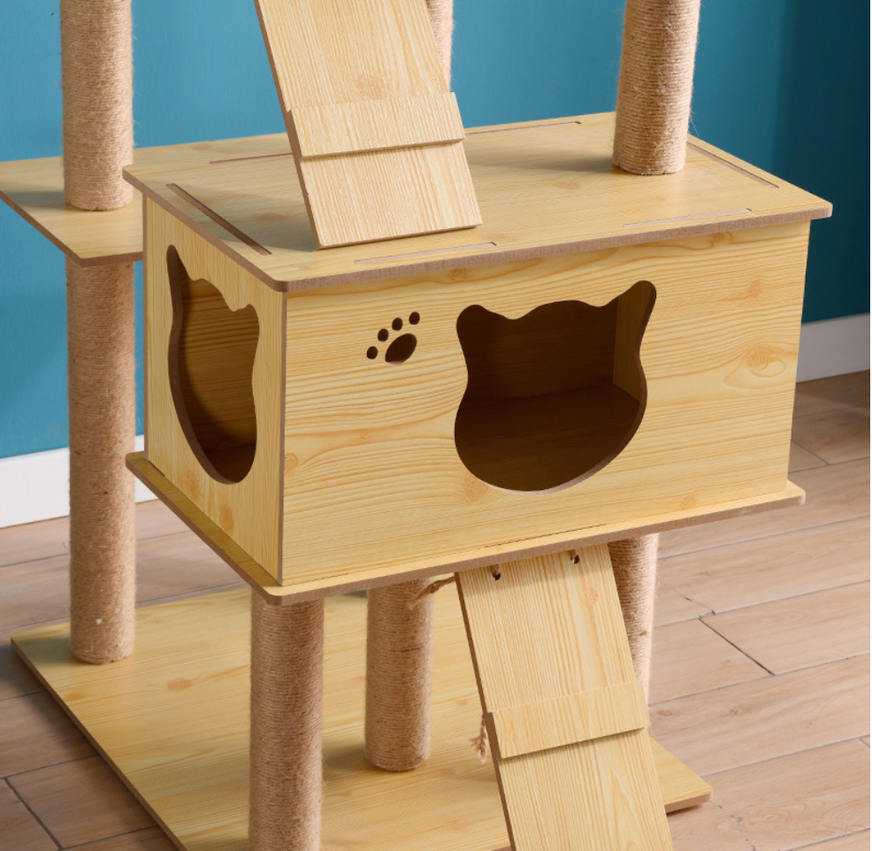 Solid Wood Cat Scratch Board Large Cat Tree