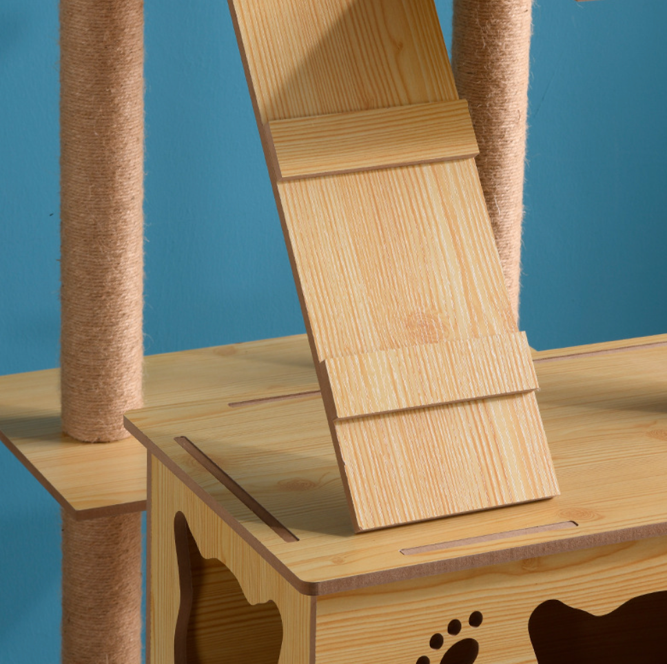 Solid Wood Cat Scratch Board Large Cat Tree