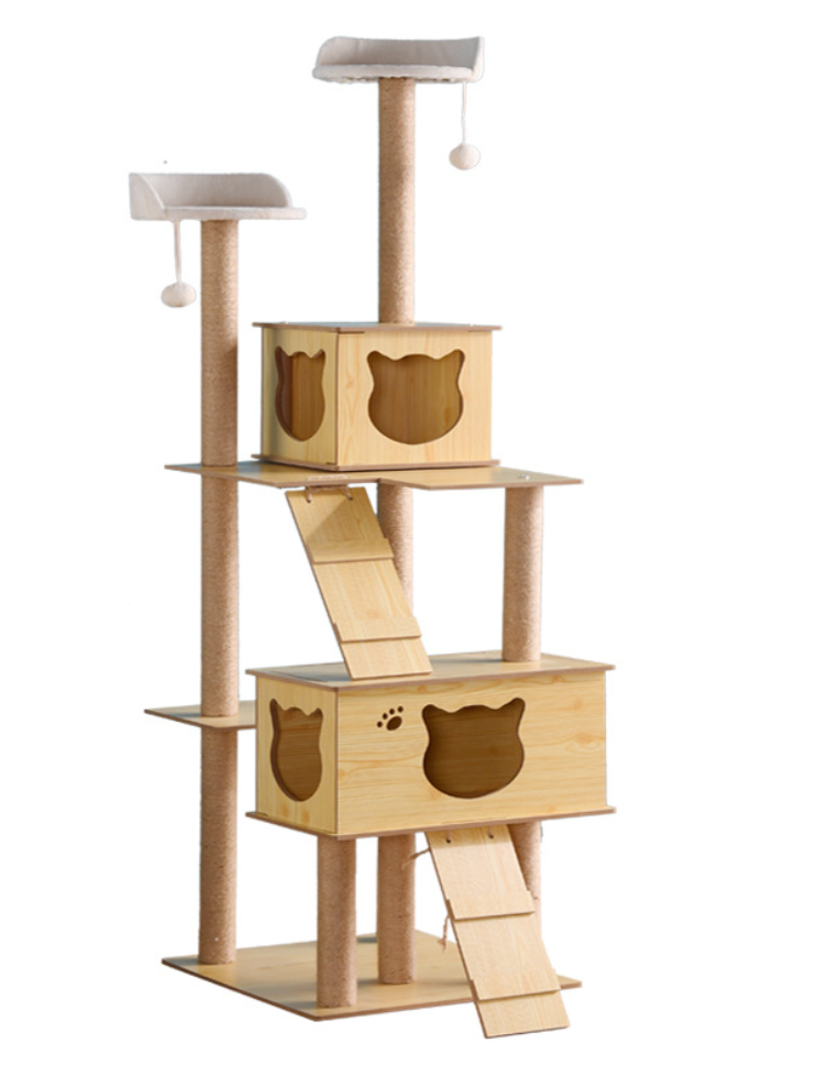 Solid Wood Cat Scratch Board Large Cat Tree