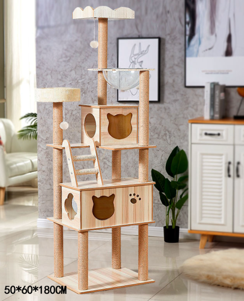 Solid Wood Cat Scratch Board Large Cat Tree