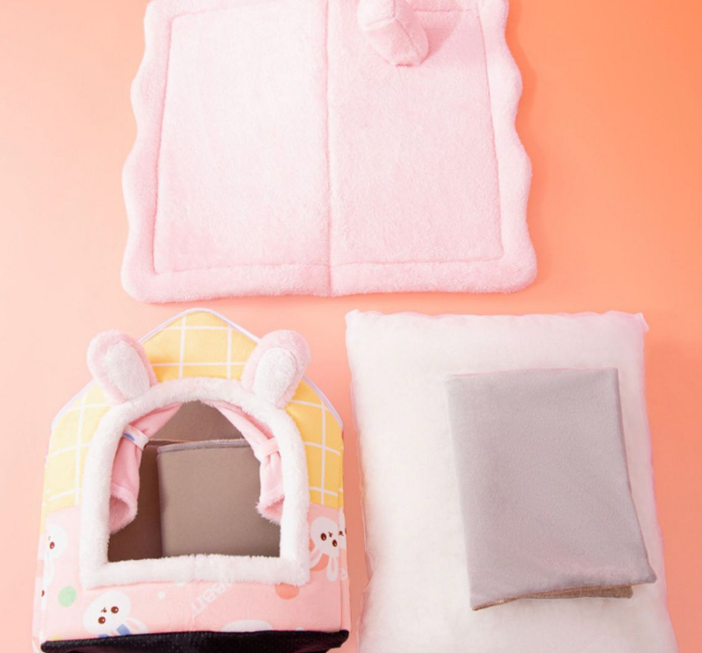 Chenpet High Quality Pink Rabbit Design Pet House Pet Bed