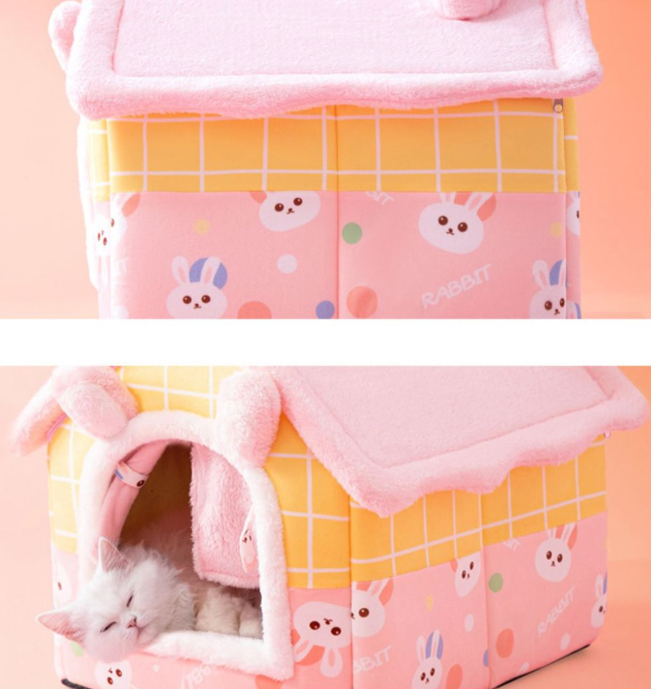 Chenpet High Quality Pink Rabbit Design Pet House Pet Bed