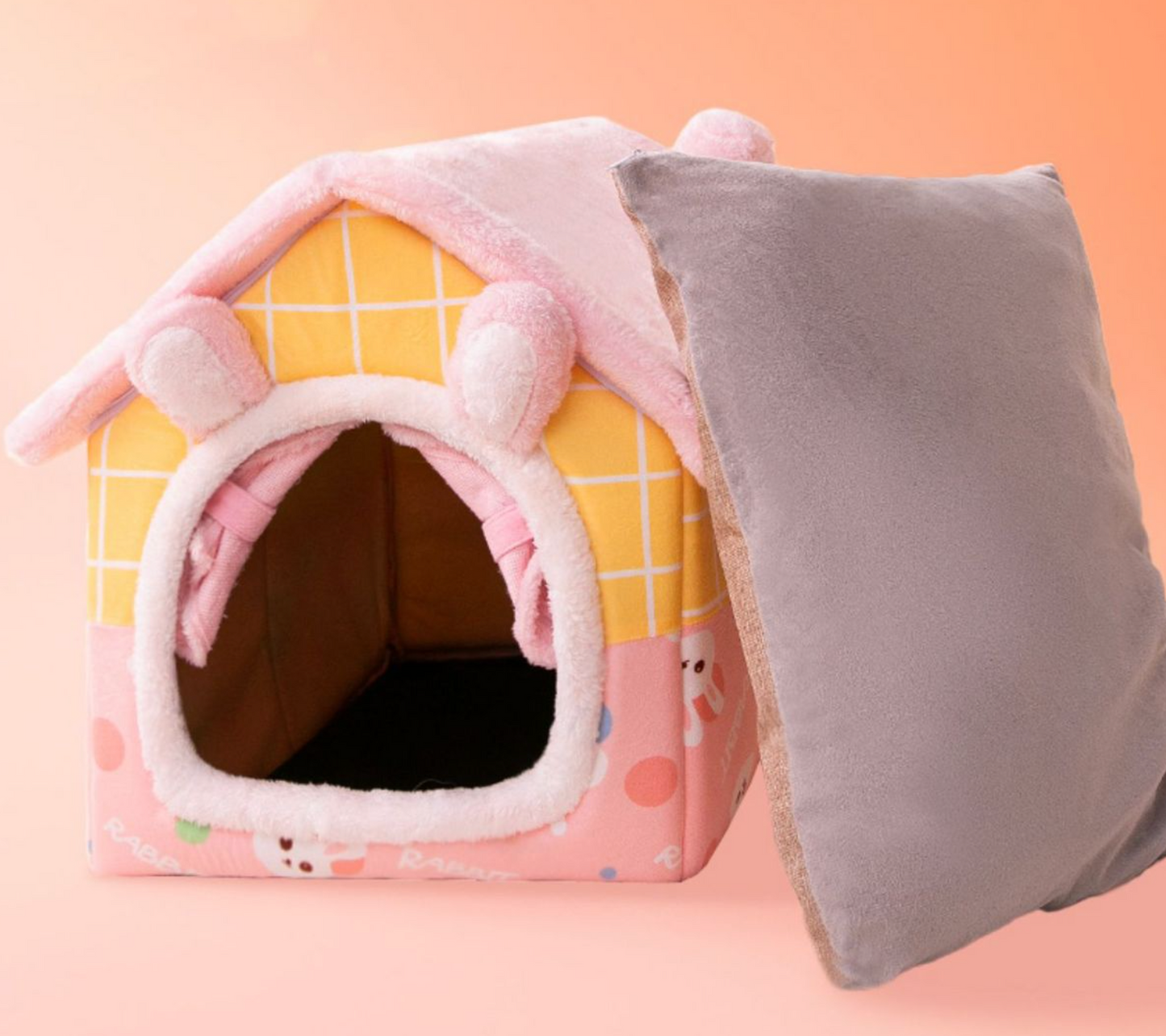 Chenpet High Quality Pink Rabbit Design Pet House Pet Bed