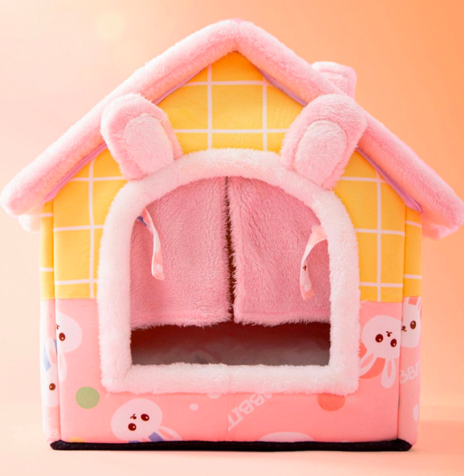 Chenpet High Quality Pink Rabbit Design Pet House Pet Bed