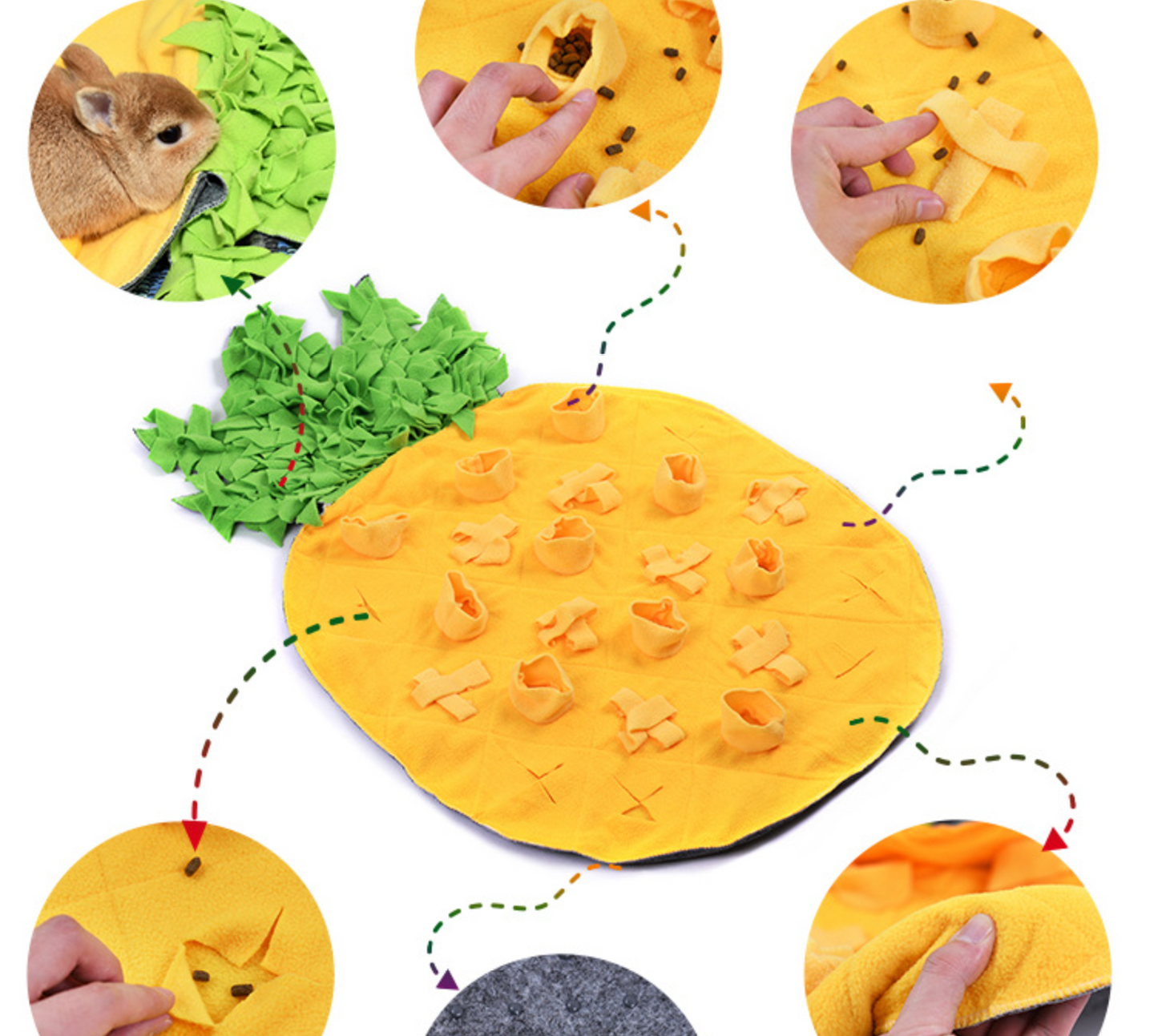 Chenpet Durable Pineapple Style Polar Fleece Pet Mats Dogs Cats Bunnys Snuffle Mats