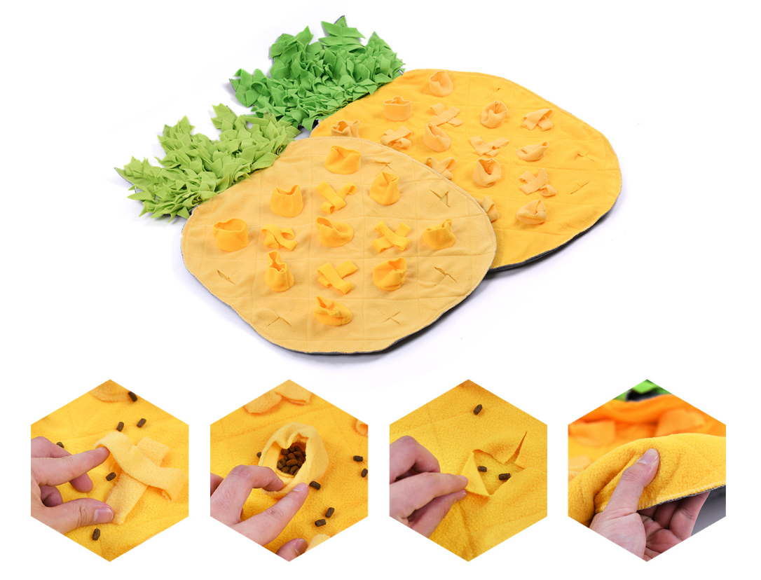 Chenpet Durable Pineapple Style Polar Fleece Pet Mats Dogs Cats Bunnys Snuffle Mats