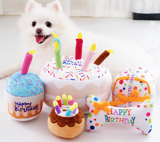 Chenpet Pet Birthday Series Plush Toys Dog Play Chew Toys