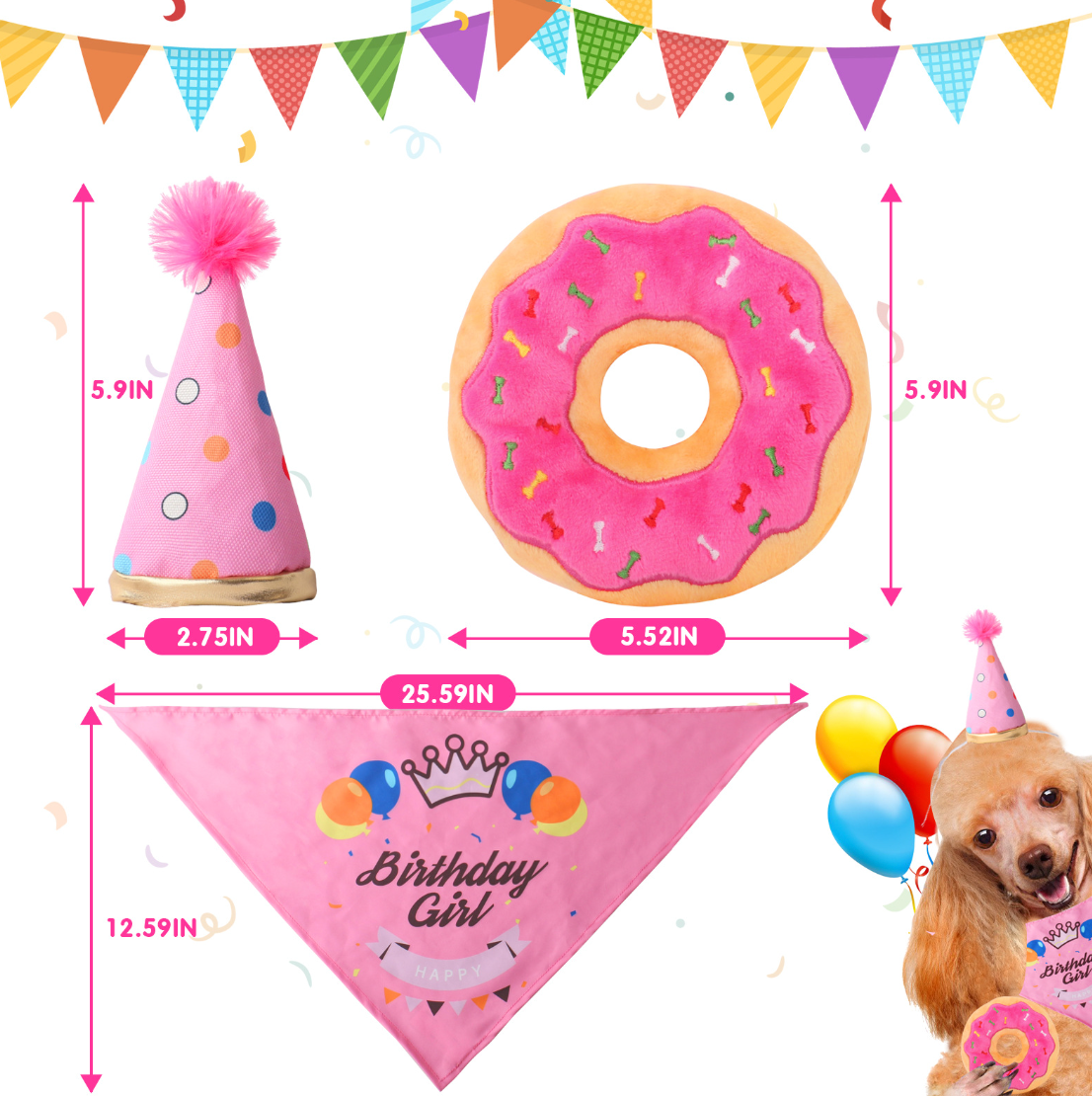 Chenpet Birthday Series Pet Plush Toys Dog Play Toys