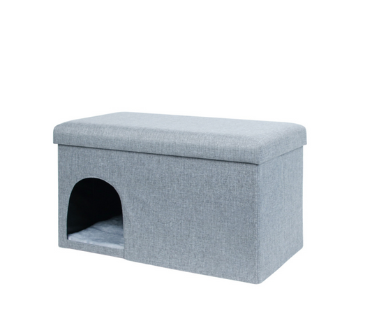 Chenpet Cotton & Linen Storage Pet Beds Foldable Cats Dogs Bunnies Beds Pet Wooden House