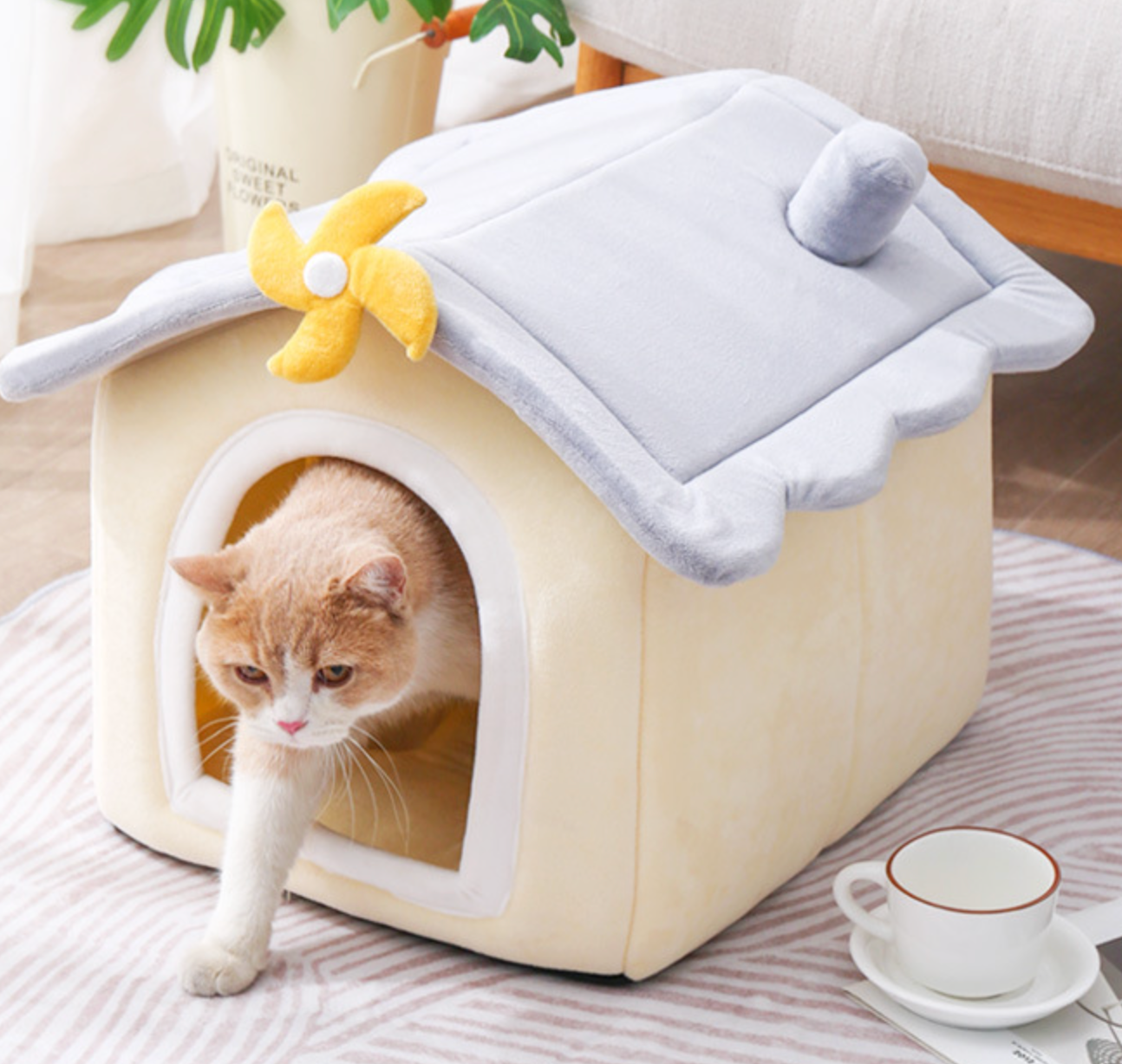 Lovely Plush Warm And Cozy Pet House Winter Pet Beds